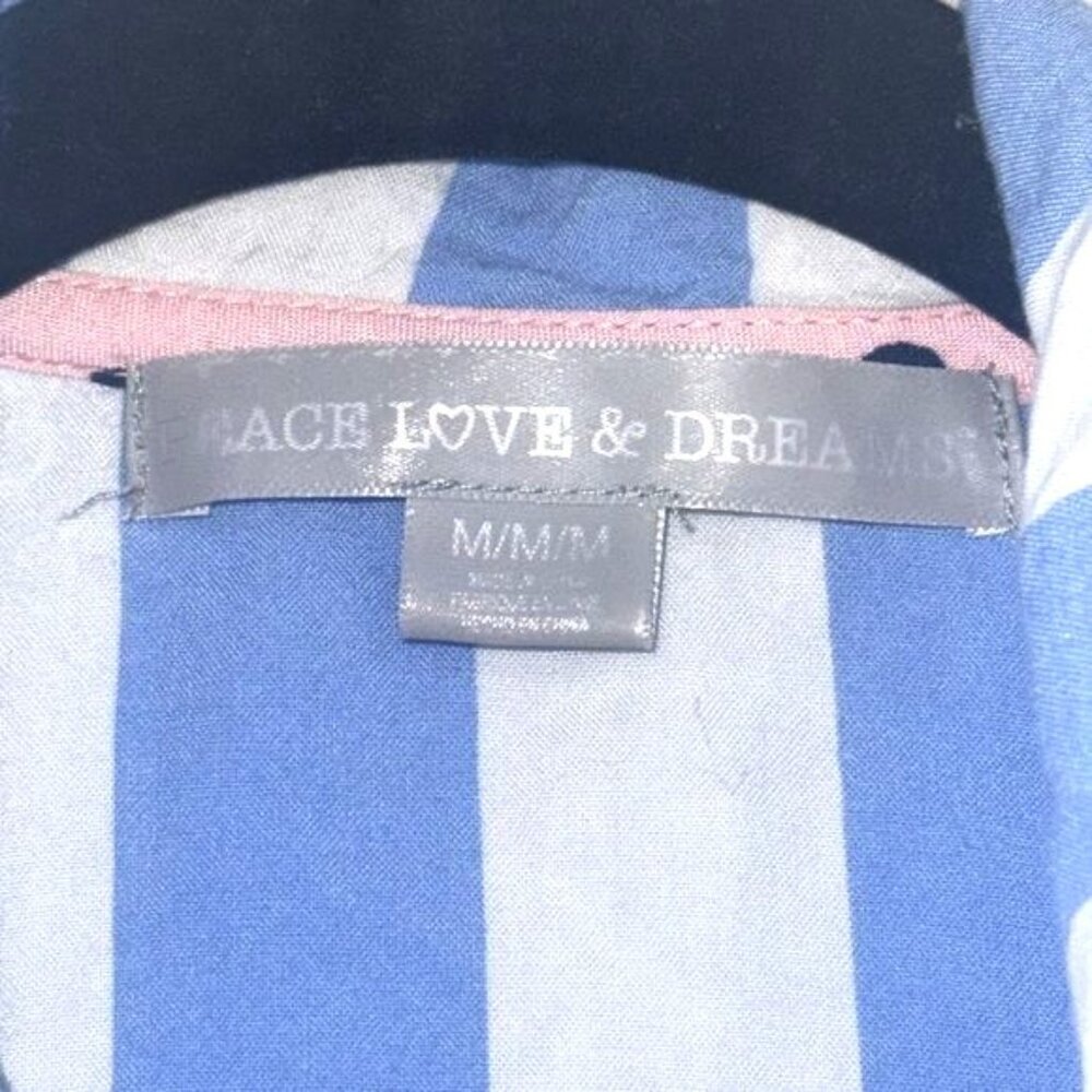 Peace Love & Dreams Blue & White Striped Pajama Set M/M - Picture 2 of 11